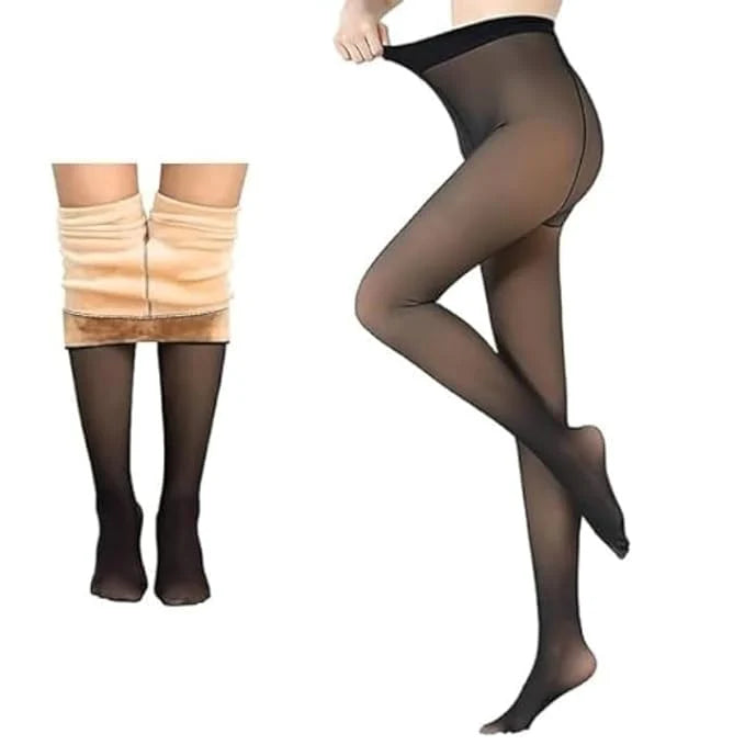 Leggings Thermal Winter Warm Fleece Translucent Stockings
