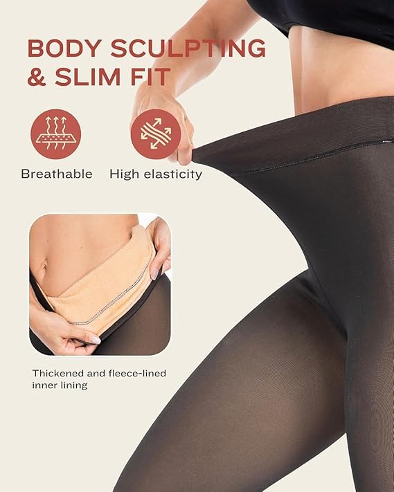 Leggings Thermal Winter Warm Fleece Translucent Stockings