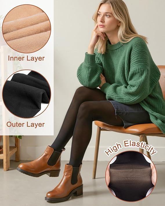 Leggings Thermal Winter Warm Fleece Translucent Stockings