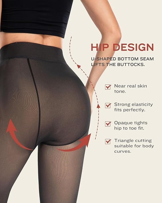 Leggings Thermal Winter Warm Fleece Translucent Stockings