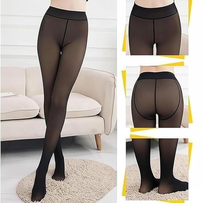 Leggings Thermal Winter Warm Fleece Translucent Stockings